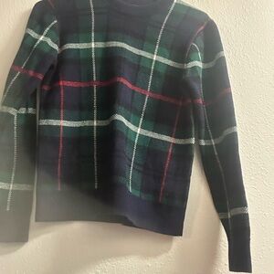 GAP Navy and Green Plaid Kids Sweater
